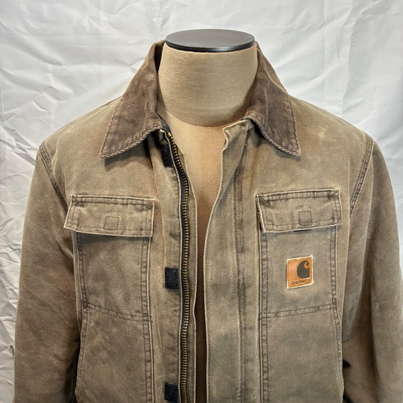 Carhartt Men's Brown Washed Duck Insulated Chore Work Jacket Size Medium - Picture 3 of 10